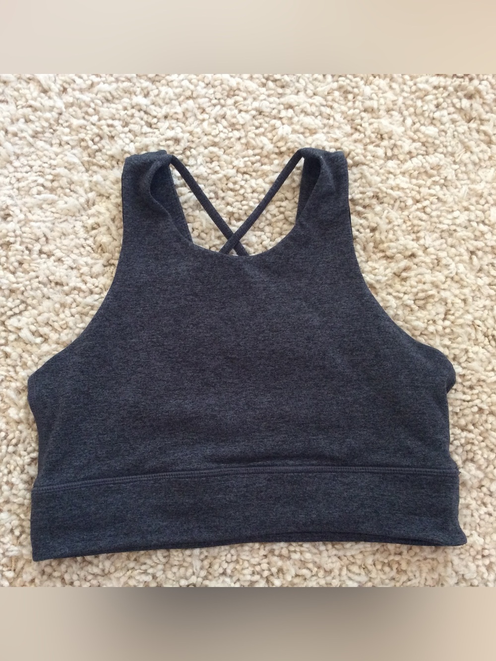 Vuori Dark Charcoal High-Neck Sports Bra with Cross Straps - XS